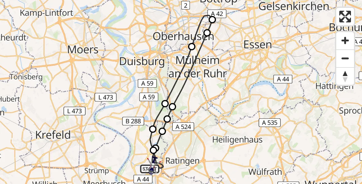 Flugroute Polizeihubschrauber Düsseldorf Flughafen - Düsseldorf Flughafen, 16 Mai 2026, 20:34