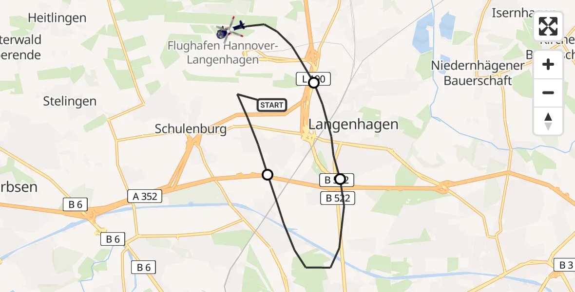 Flugroute Polizeihubschrauber Flughafen Hannover - Flughafen Hannover, 16 Mai 2026, 20:53