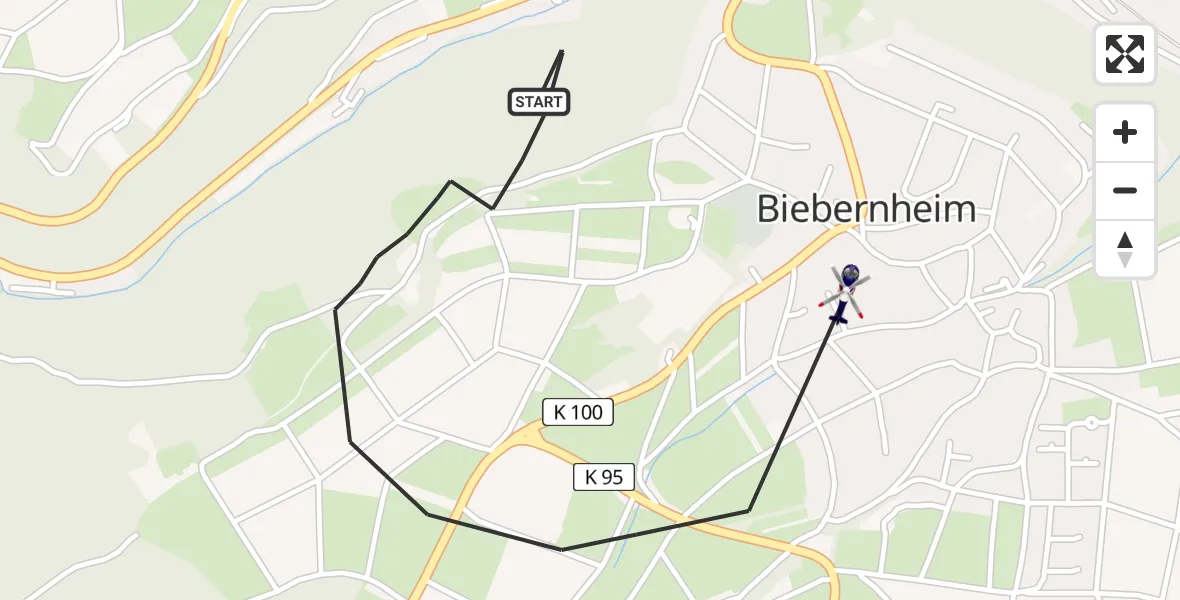 Flugroute Polizeihubschrauber Sankt Goar - Sankt Goar, 16 Mai 2026, 22:34