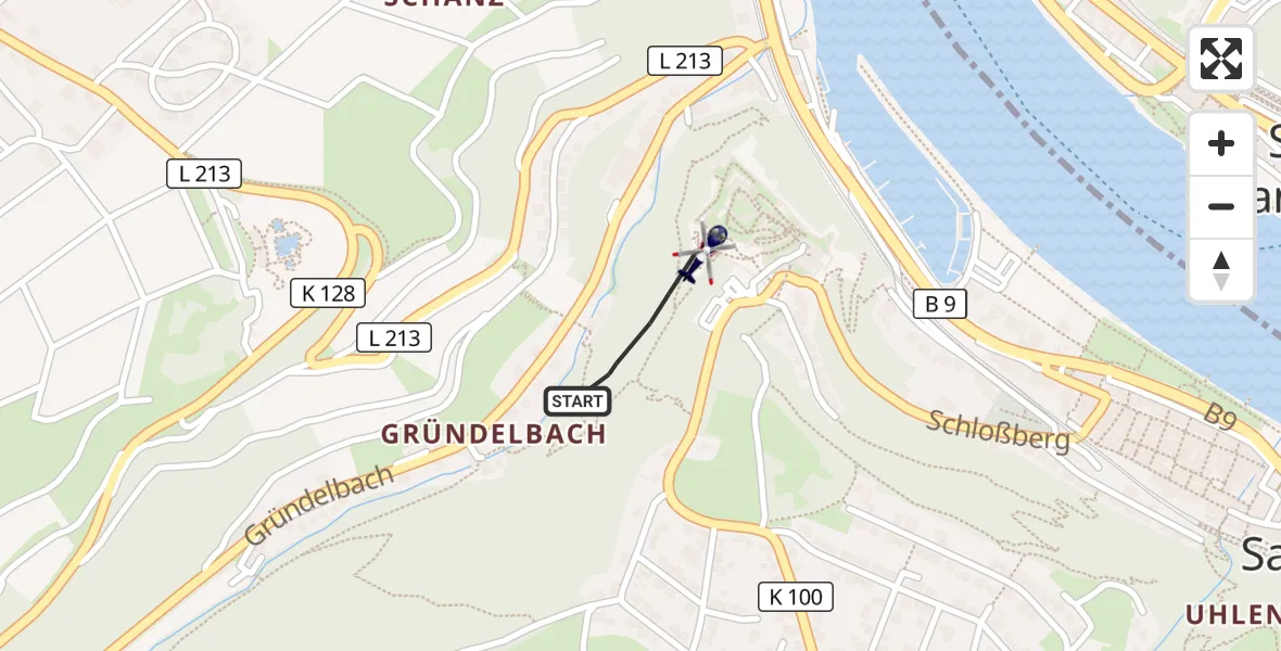 Flugroute Polizeihubschrauber Sankt Goar - Sankt Goar, 16 Mai 2026, 22:45