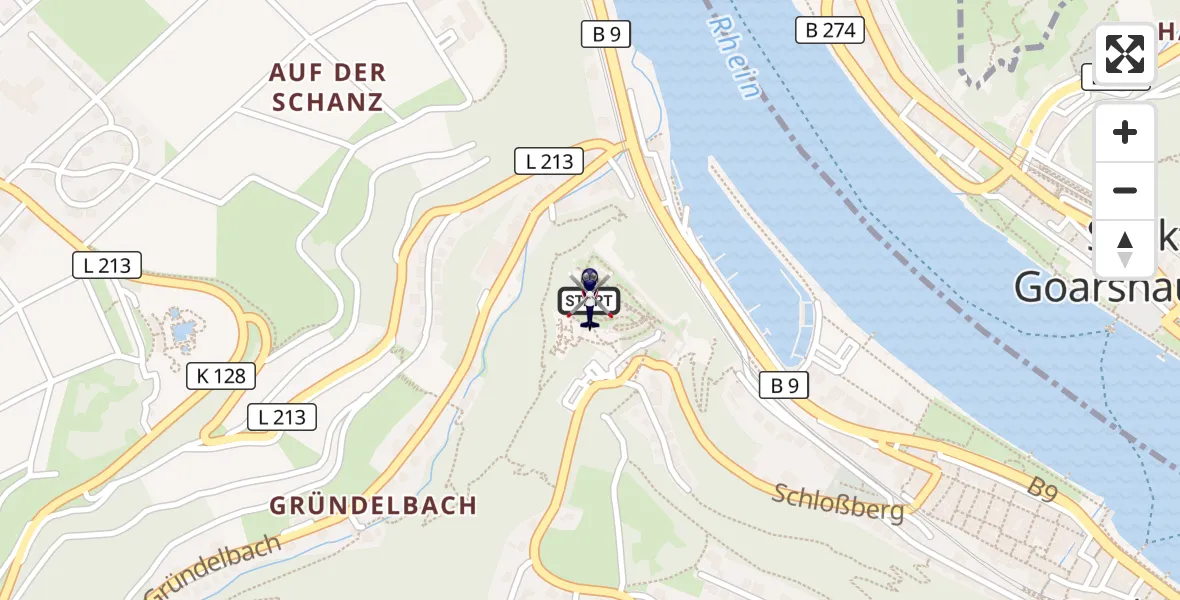 Flugroute Polizeihubschrauber Sankt Goar - Sankt Goar, 16 Mai 2026, 22:56