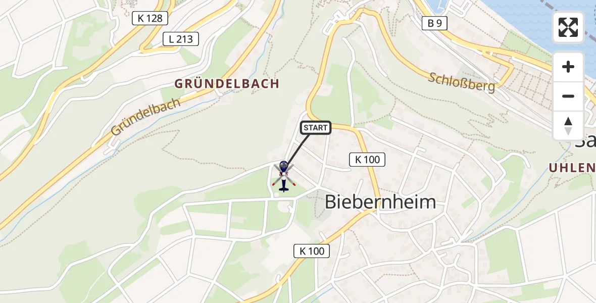 Flugroute Polizeihubschrauber Sankt Goar - Sankt Goar, 16 Mai 2026, 23:03