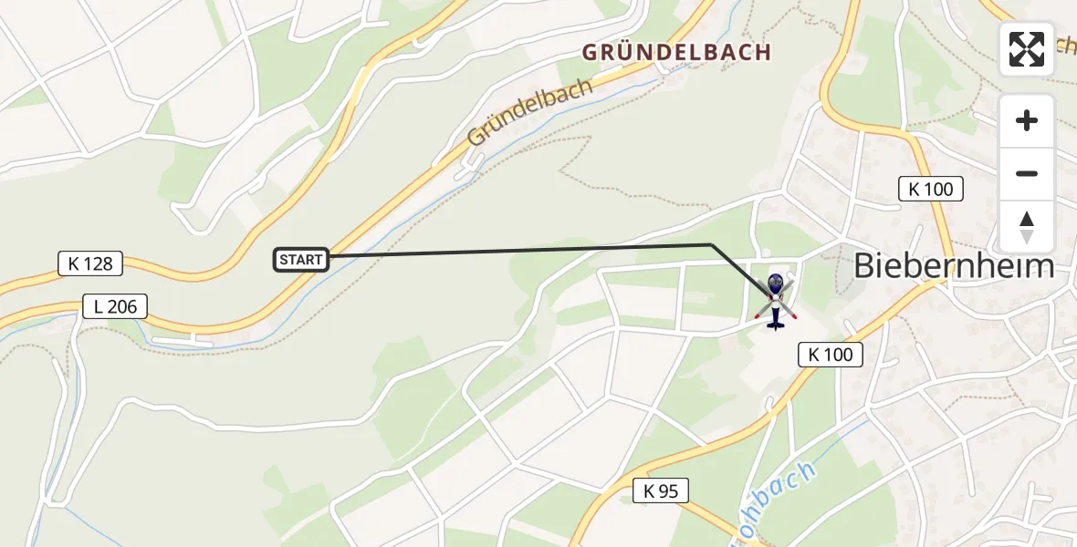 Flugroute Polizeihubschrauber Sankt Goar - Sankt Goar, 16 Mai 2026, 23:16