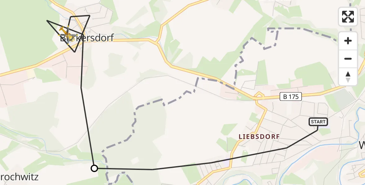 Flugroute Rettungshubschrauber Weida - Harth-Pöllnitz, 17 Mai 2026, 06:50