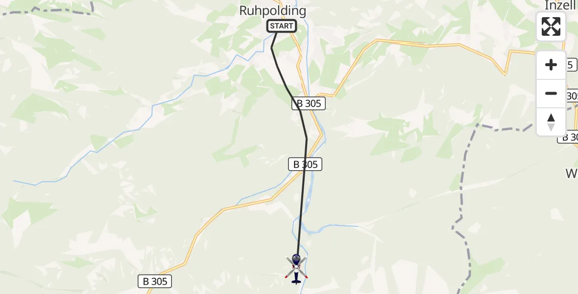 Flugroute Polizeihubschrauber Ruhpolding - Ruhpolding, 17 Mai 2026, 07:38
