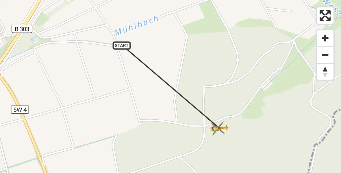 Flugroute Rettungshubschrauber Schonungen - Schonungen, 17 Mai 2026, 08:17