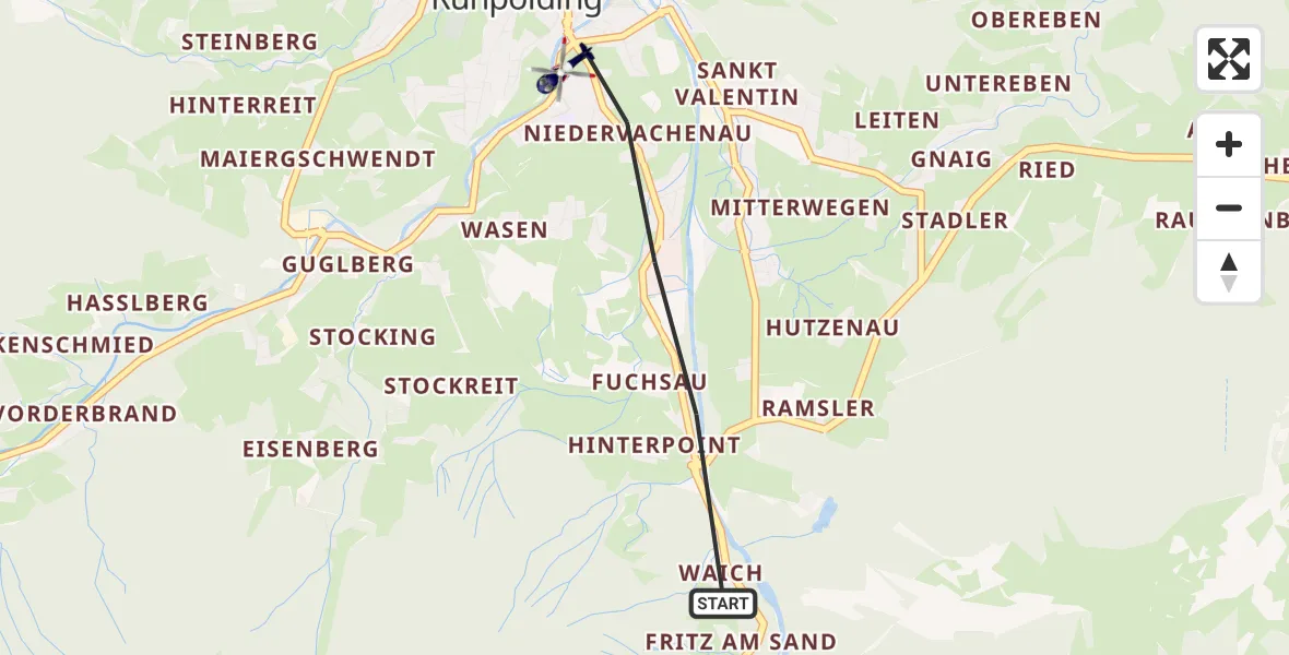 Flugroute Polizeihubschrauber Ruhpolding - Ruhpolding, 17 Mai 2026, 09:04