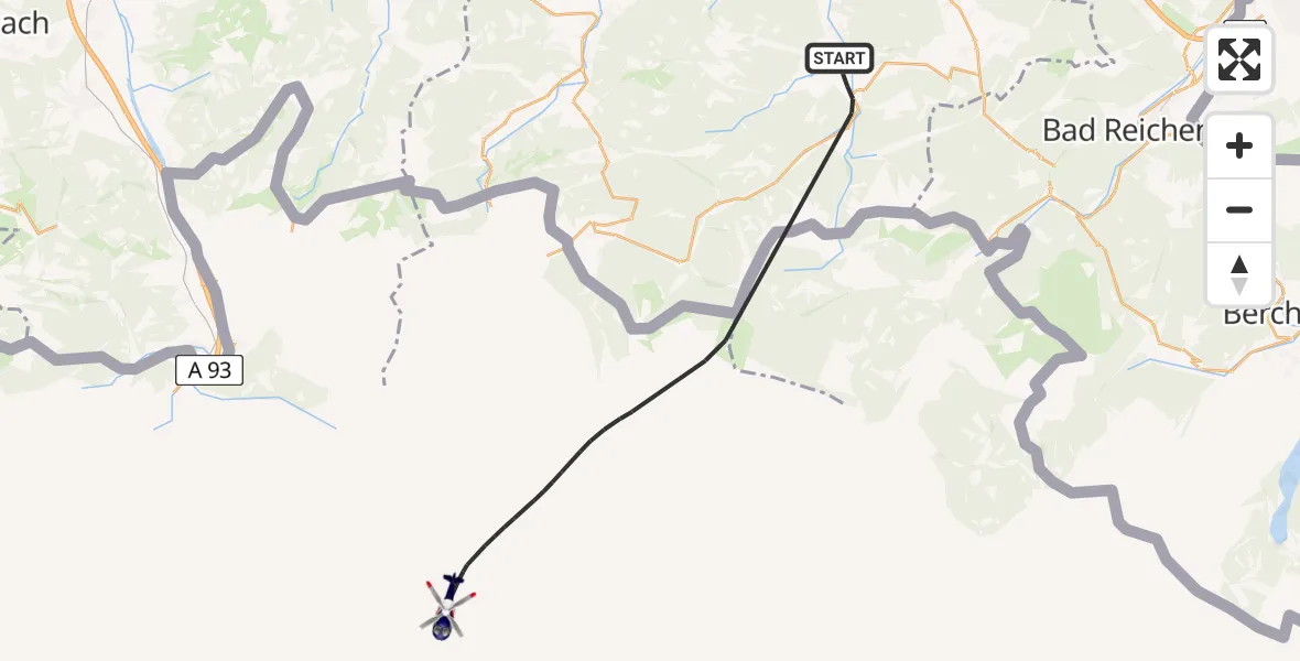 Flugroute Polizeihubschrauber Ruhpolding - Reith bei Kitzbühel ÖAMTC Heliport, 17 Mai 2026, 09:07