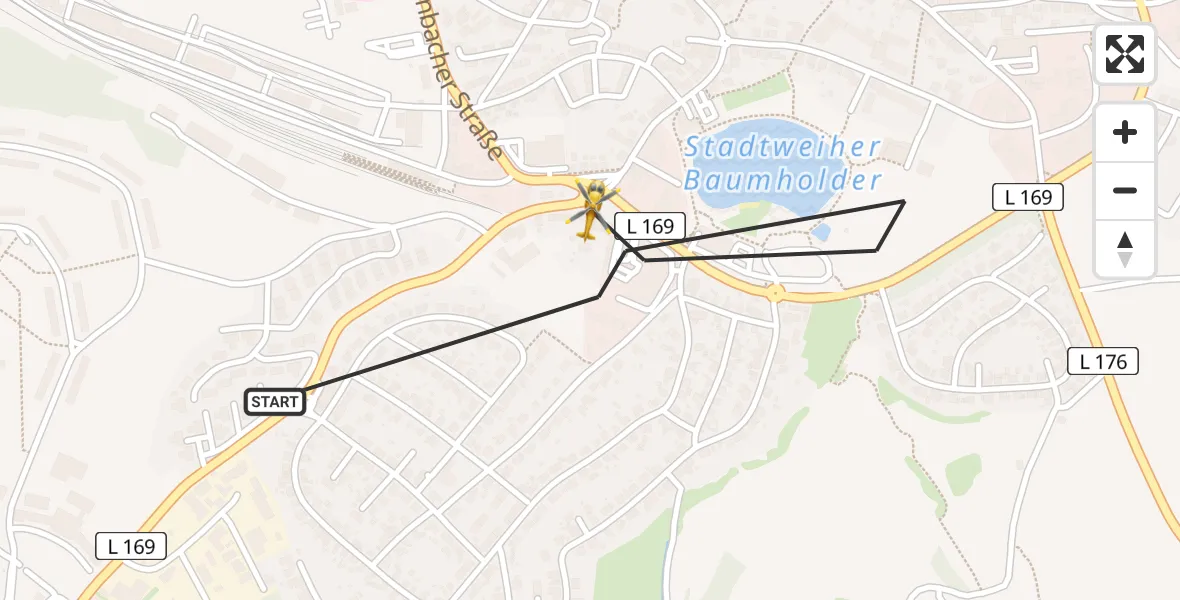 Flugroute Rettungshubschrauber Baumholder - Baumholder, 17 Mai 2026, 10:50