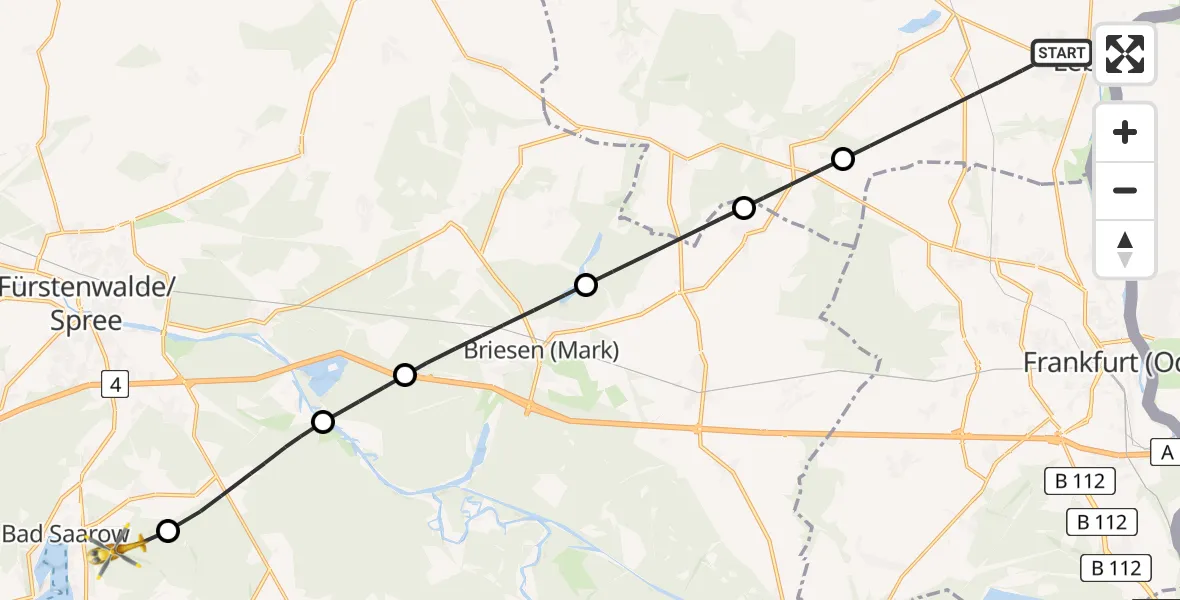 Flugroute Rettungshubschrauber Lebus - Bad Saarow, 17 Mai 2026, 10:53