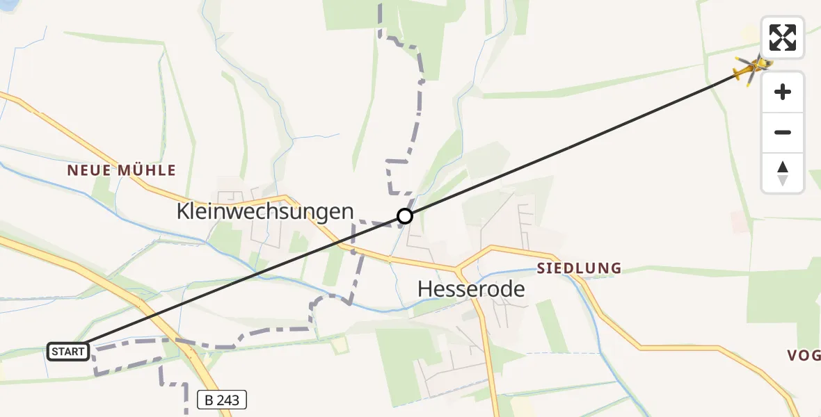 Flugroute Rettungshubschrauber Werther - Nordhausen, 17 Mai 2026, 10:59