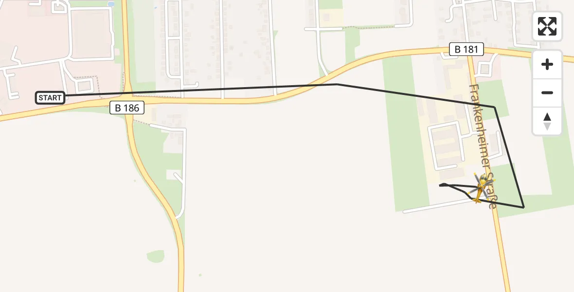 Flugroute Rettungshubschrauber Schkeuditz - Schkeuditz, 17 Mai 2026, 11:10