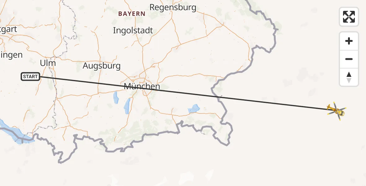 Flugroute Rettungshubschrauber Ehingen (Donau) - Ehingen (Donau), 17 Mai 2026, 11:15