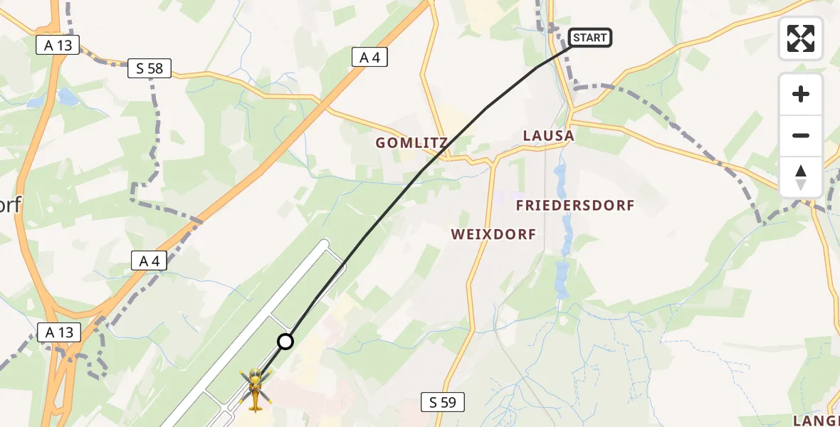 Flugroute Rettungshubschrauber Dresden - Dresden Bundespolizei Hubschrauberlandeplatz, 17 Mai 2026, 11:24