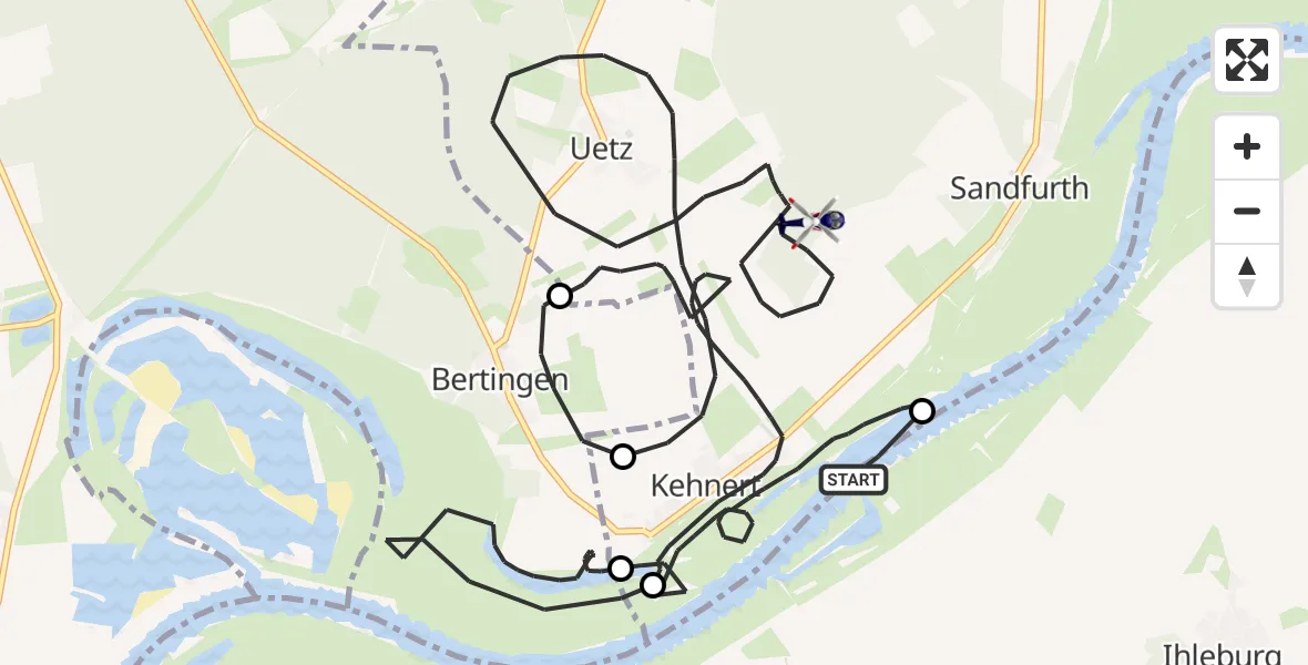 Flugroute Polizeihubschrauber Burg - Tangerhütte, 17 Mai 2026, 11:37
