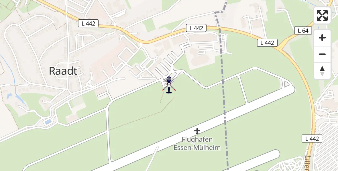 Flugroute Polizeihubschrauber Essen-Mülheim Flughafen - Essen-Mülheim Flughafen, 17 Mai 2026, 12:01