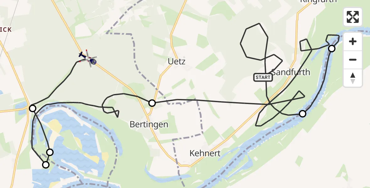 Flugroute Polizeihubschrauber Tangerhütte - Angern, 17 Mai 2026, 12:12