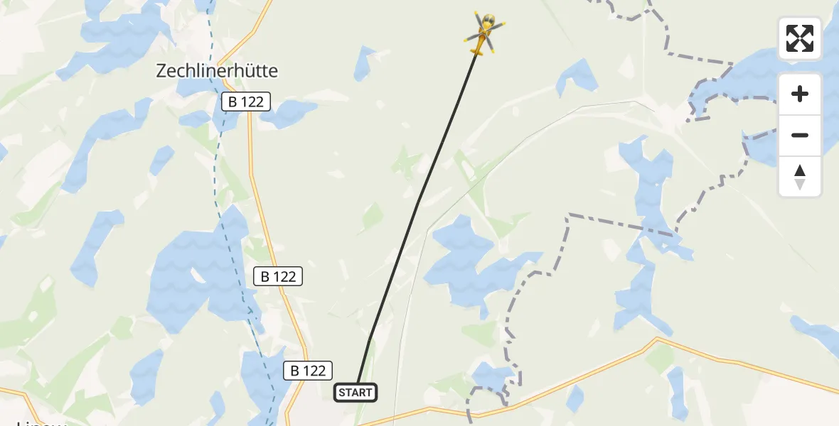 Flugroute Rettungshubschrauber Rheinsberg - Rheinsberg, 17 Mai 2026, 12:12
