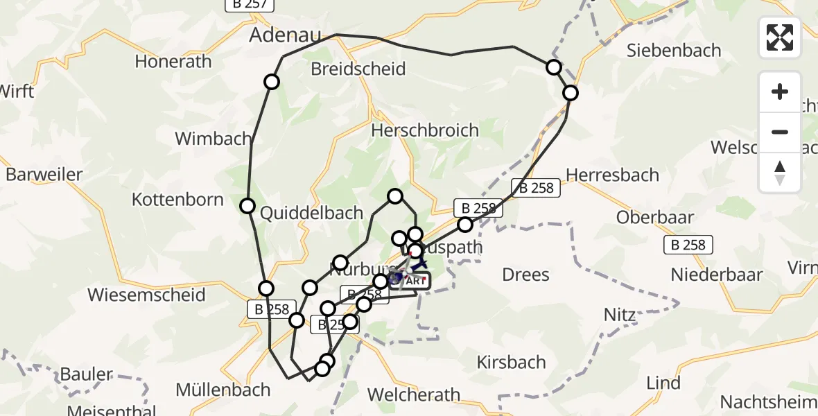 Flugroute Polizeihubschrauber Meuspath - Meuspath, 17 Mai 2026, 12:59