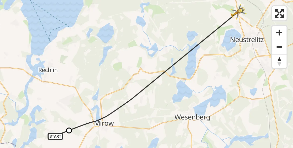 Flugroute Rettungshubschrauber Lärz - Neustrelitz, 17 Mai 2026, 14:24