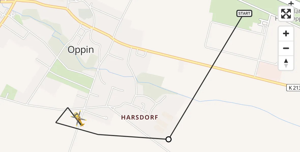 Flugroute Rettungshubschrauber Halle-Oppin Flugplatz - Landsberg, 17 Mai 2026, 15:02