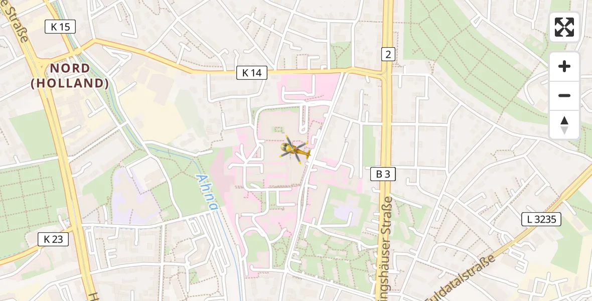 Flugroute Rettungshubschrauber Kassel - Kassel, 17 Mai 2026, 15:37