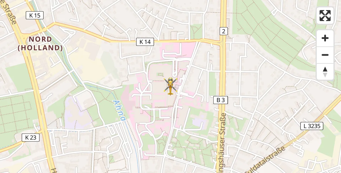 Flugroute Rettungshubschrauber Kassel - Kassel, 17 Mai 2026, 15:40