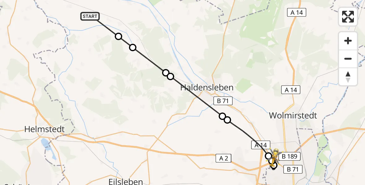 Flugroute Rettungshubschrauber Oebisfelde-Weferlingen - Barleben, 17 Mai 2026, 16:30