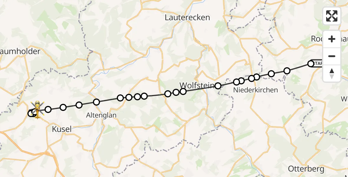 Flugroute Rettungshubschrauber Imsweiler UL - Körborn, 17 Mai 2026, 16:51
