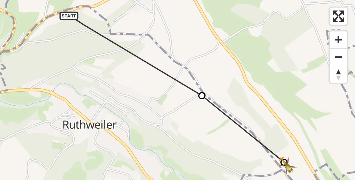 Flugroute Rettungshubschrauber Körborn - Kusel, 17 Mai 2026, 17:21