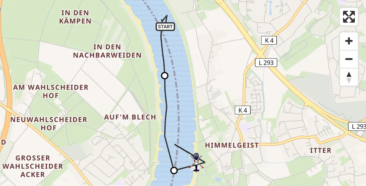 Flugroute Polizeihubschrauber Düsseldorf - Düsseldorf, 17 Mai 2026, 18:49