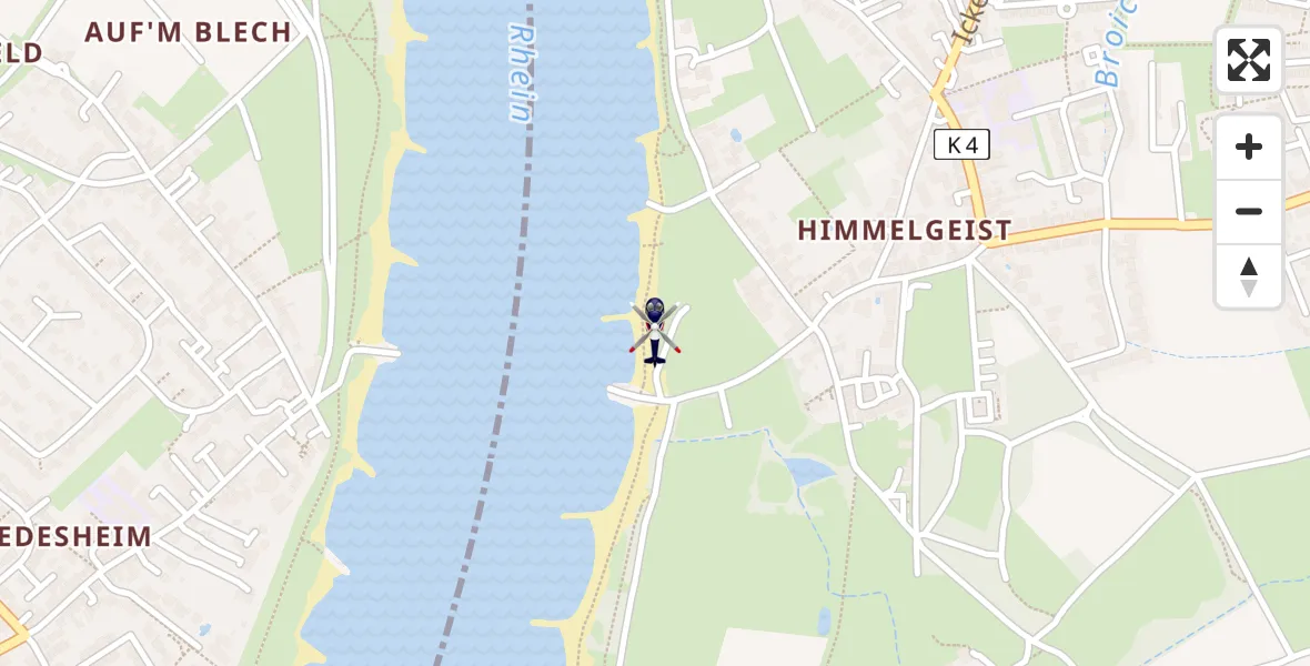 Flugroute Polizeihubschrauber Düsseldorf - Düsseldorf, 17 Mai 2026, 18:59