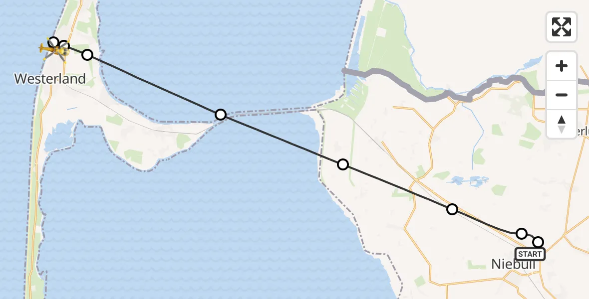 Flugroute Rettungshubschrauber Niebüll - Sylt, 17 Mai 2026, 20:04