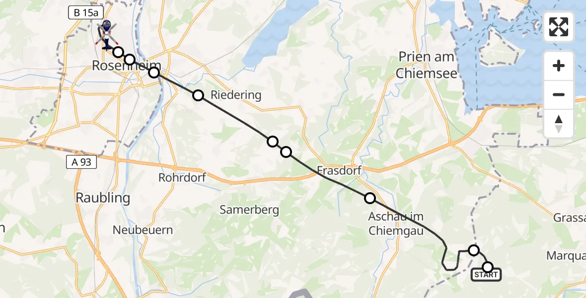 Flugroute Polizeihubschrauber Schleching - Rosenheim, 17 Mai 2026, 20:04