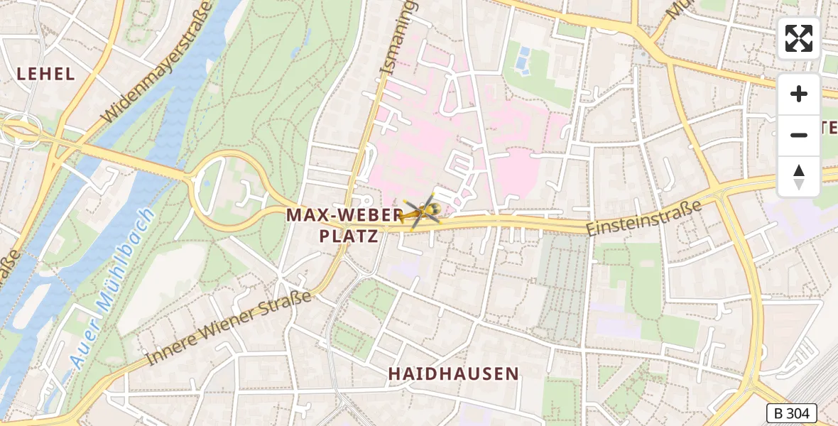 Flugroute Rettungshubschrauber Rechts der Isar University Hospital - Rechts der Isar University Hospital, 17 Mai 2026, 20:07