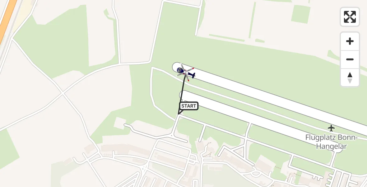Flugroute Polizeihubschrauber Bonn-Hangelar Flugplatz - Bonn-Hangelar Flugplatz, 18 Mai 2026, 07:39
