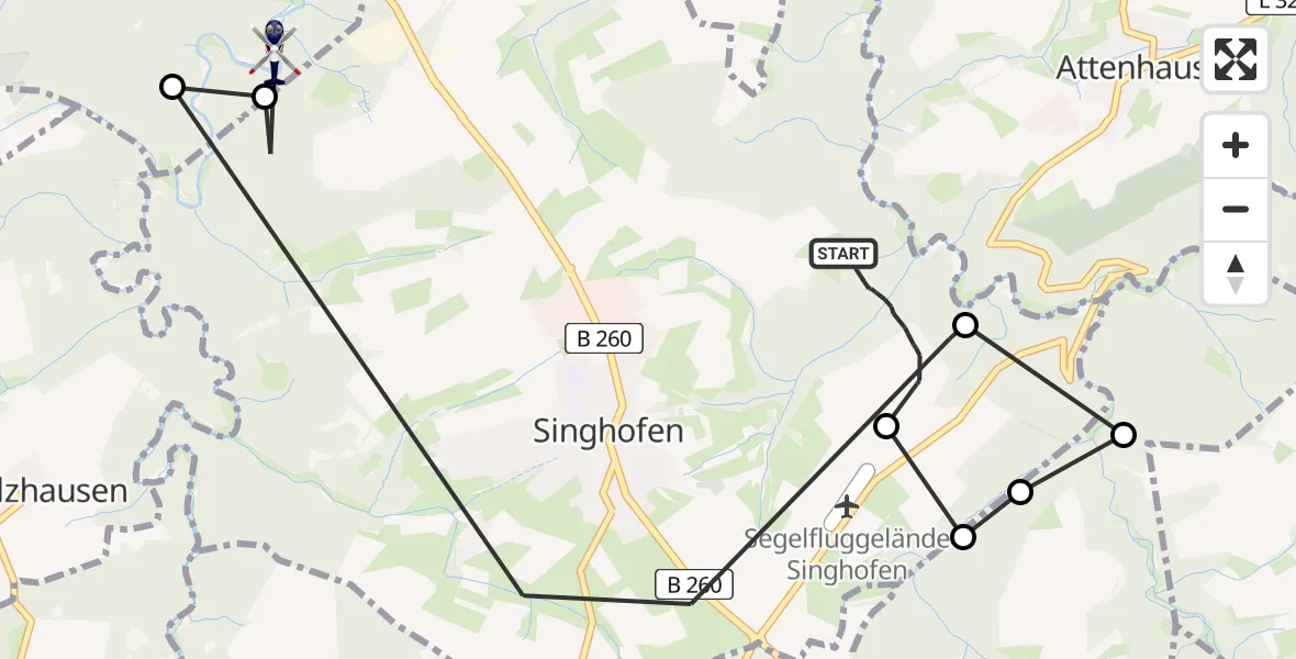 Flugroute Polizeihubschrauber Singhofen - Singhofen, 18 Mai 2026, 08:08