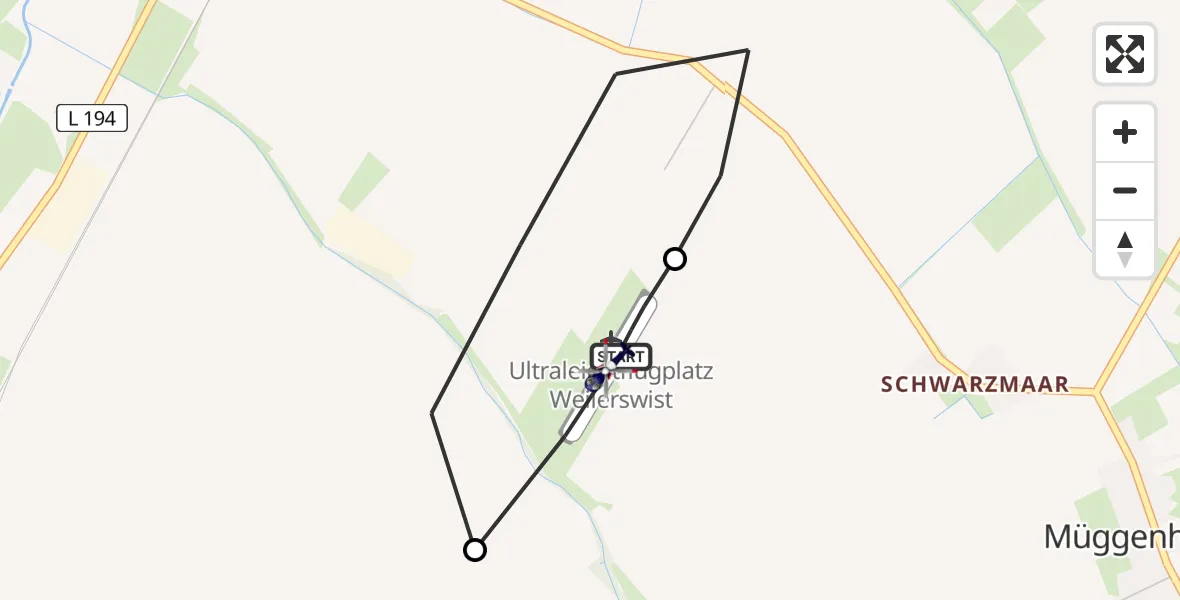 Flugroute Polizeihubschrauber Weilerswist UL - Weilerswist UL, 18 Mai 2026, 08:11