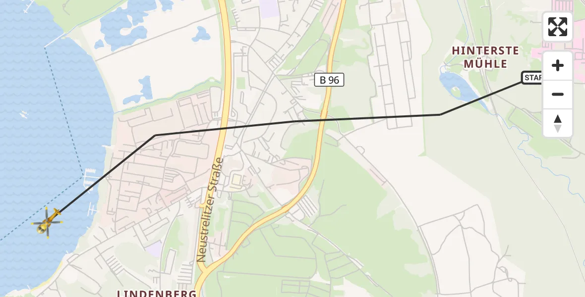 Flugroute Rettungshubschrauber Neubrandenburg - Neubrandenburg, 18 Mai 2026, 08:20