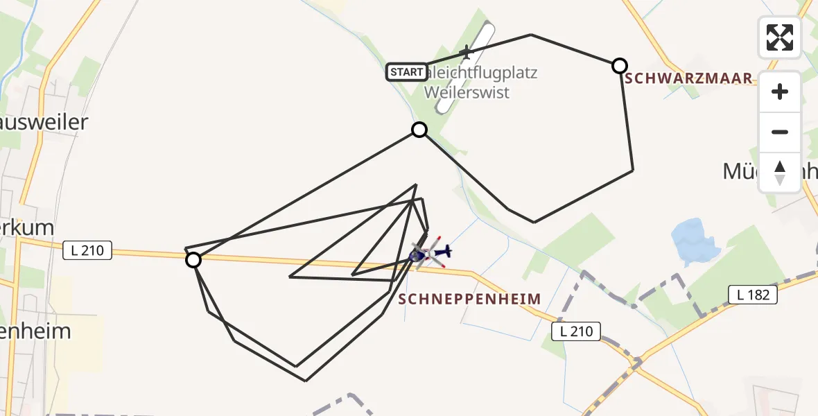Flugroute Polizeihubschrauber Weilerswist UL - Weilerswist, 18 Mai 2026, 08:21