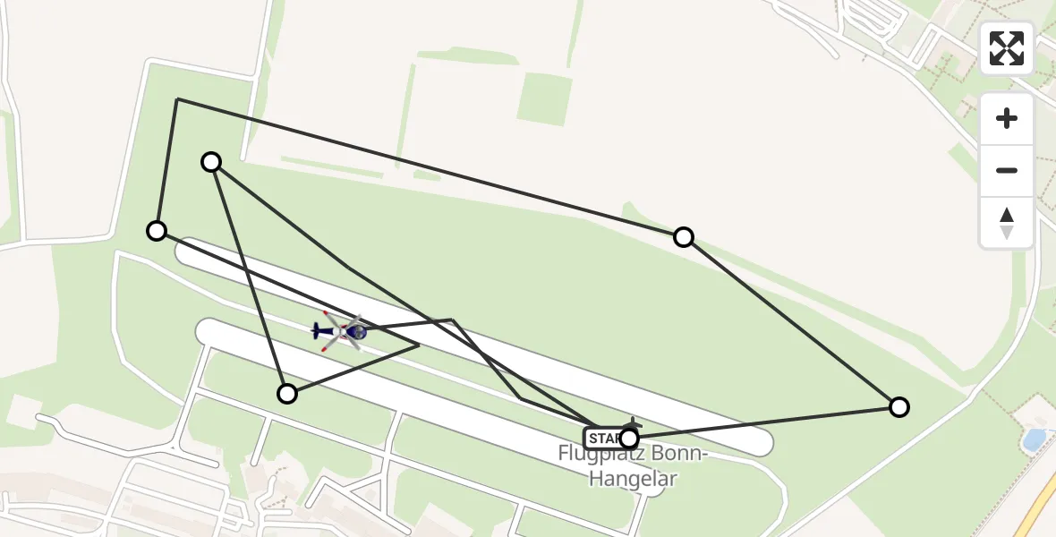 Flugroute Polizeihubschrauber Bonn-Hangelar Flugplatz - Bonn-Hangelar Flugplatz, 18 Mai 2026, 08:21