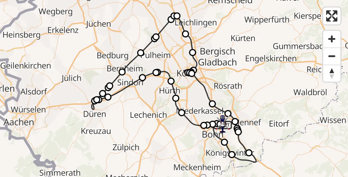 Flugroute Polizeihubschrauber Sankt Augustin - Sankt Augustin, 18 Mai 2026, 08:26