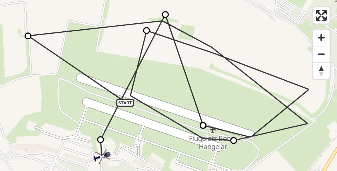 Flugroute Polizeihubschrauber Bonn-Hangelar Flugplatz - Bonn-Hangelar Flugplatz, 18 Mai 2026, 08:30
