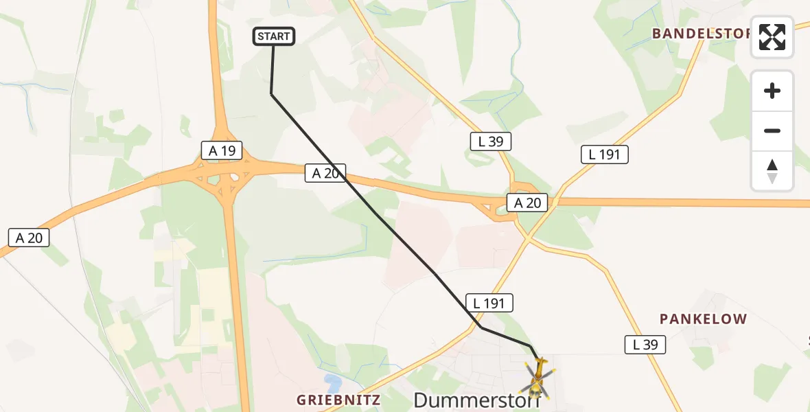 Flugroute Ambulanzhubschrauber Dummerstorf - Dummerstorf, 18 Mai 2026, 08:31