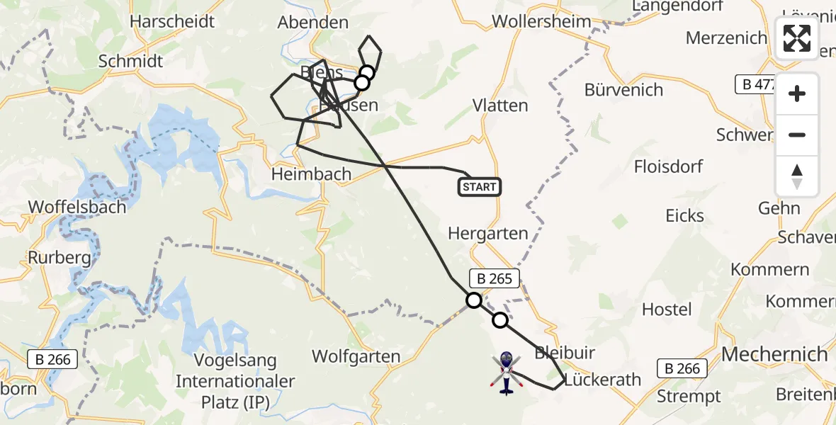 Flugroute Polizeihubschrauber Heimbach - Mechernich, 18 Mai 2026, 08:33