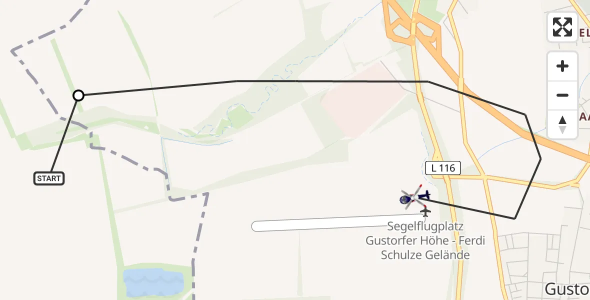 Flugroute Polizeihubschrauber Jüchen - Gustorfer Höhe Flugplatz, 18 Mai 2026, 08:37