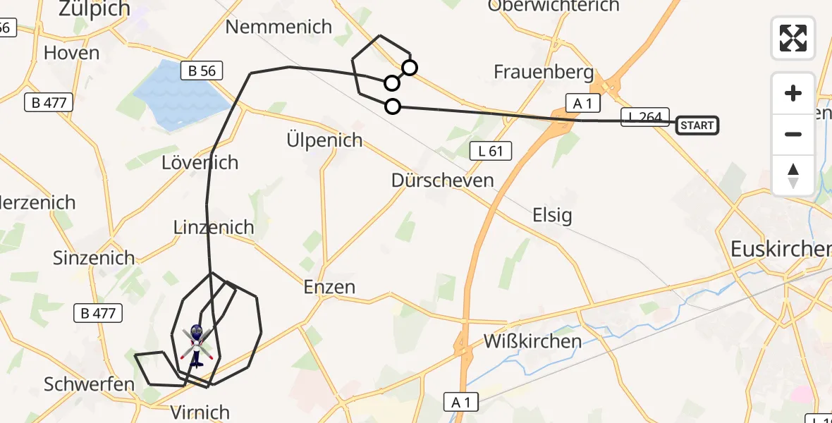 Flugroute Polizeihubschrauber Euskirchen - Zülpich, 18 Mai 2026, 08:56