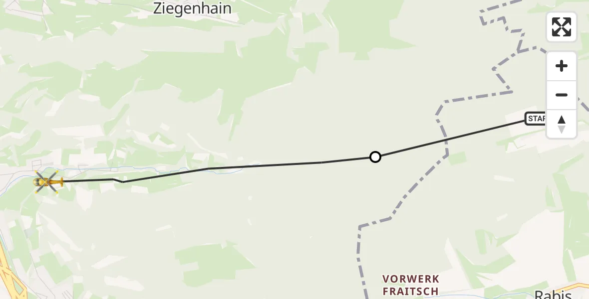 Flugroute Rettungshubschrauber Schlöben - Jena, 18 Mai 2026, 09:25