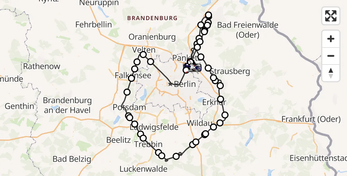 Flugroute Polizeihubschrauber Ahrensfelde Hubschrauberlandeplatz - Ahrensfelde Hubschrauberlandeplatz, 18 Mai 2026, 10:19