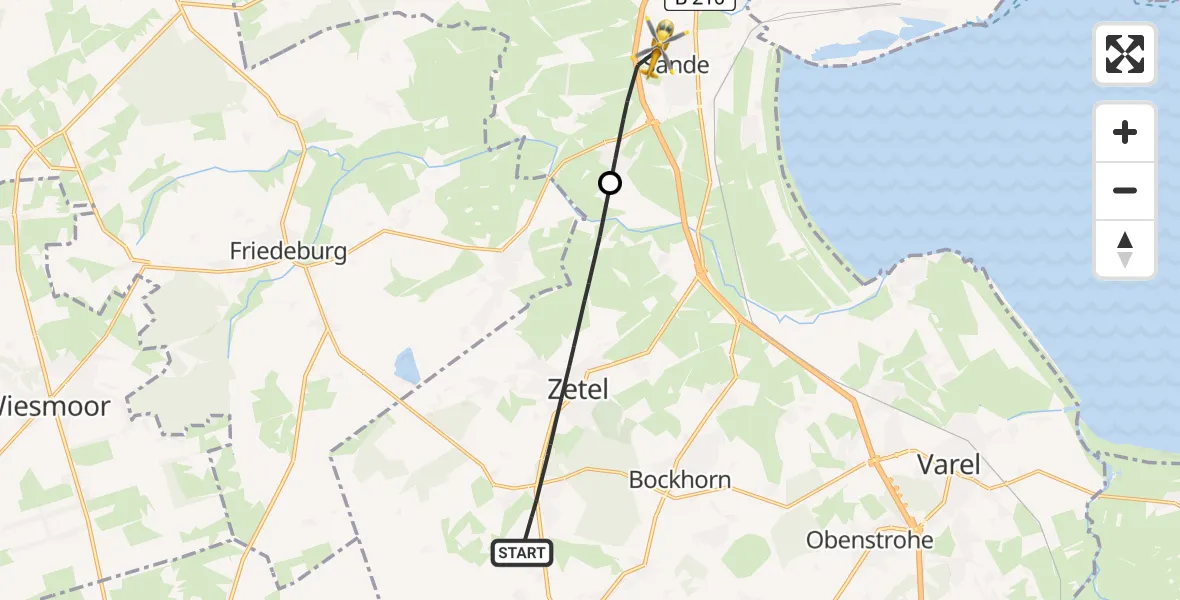 Flugroute Rettungshubschrauber Zetel - Sande, 18 Mai 2026, 10:19
